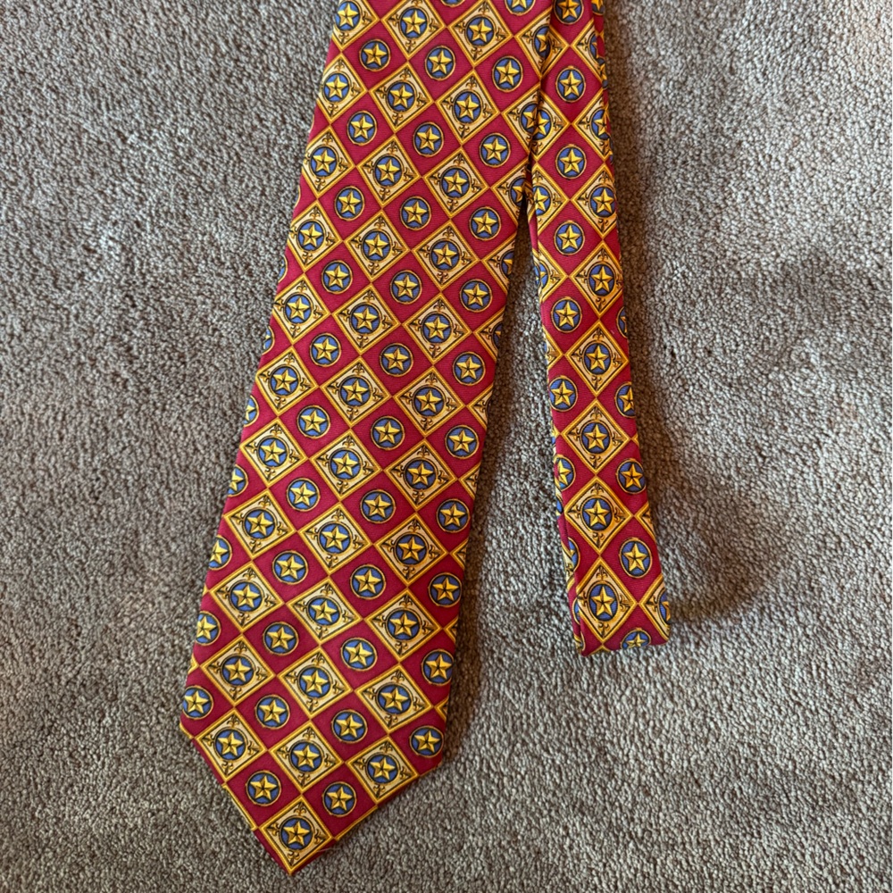 Neiman Marcus Red and Gold Star Pattern Tie